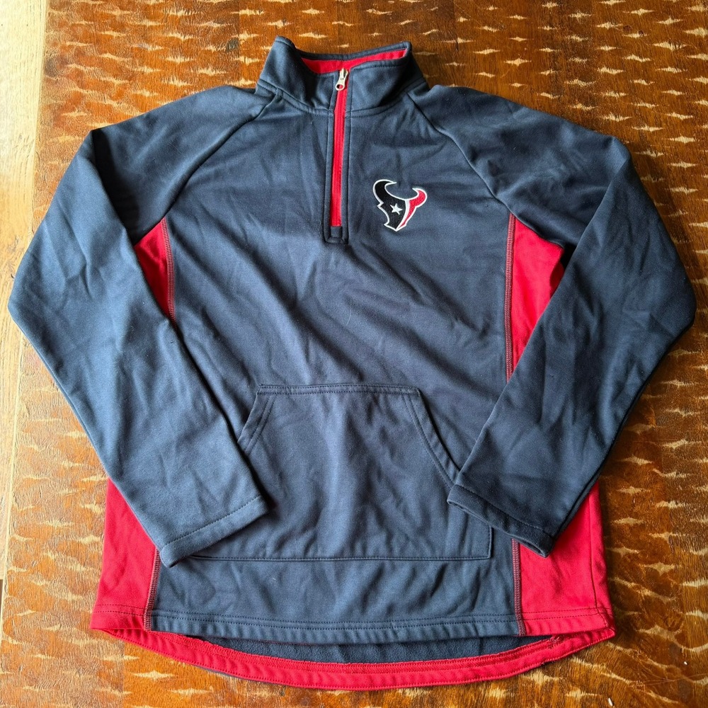 NFL Houston Texans Quarter Zip Pullover‎ Modern Kids Large 14/16 Navy Blue Red